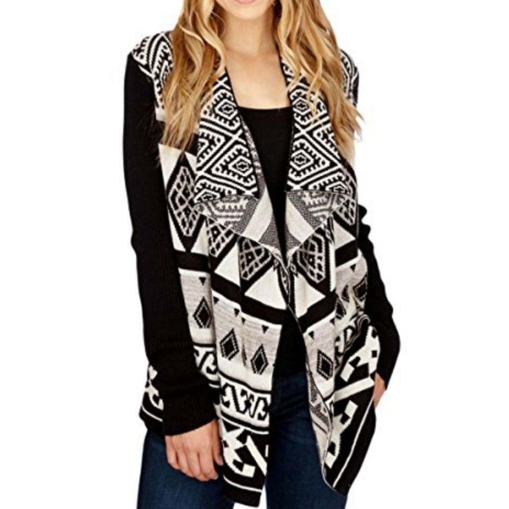 Lucky Brand plus-size diamond pattern cardigan sweater Boho